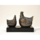 銅雕動物- 銅雕公母雞擺飾雕塑 (y14879 銅雕系列 銅雕動物)